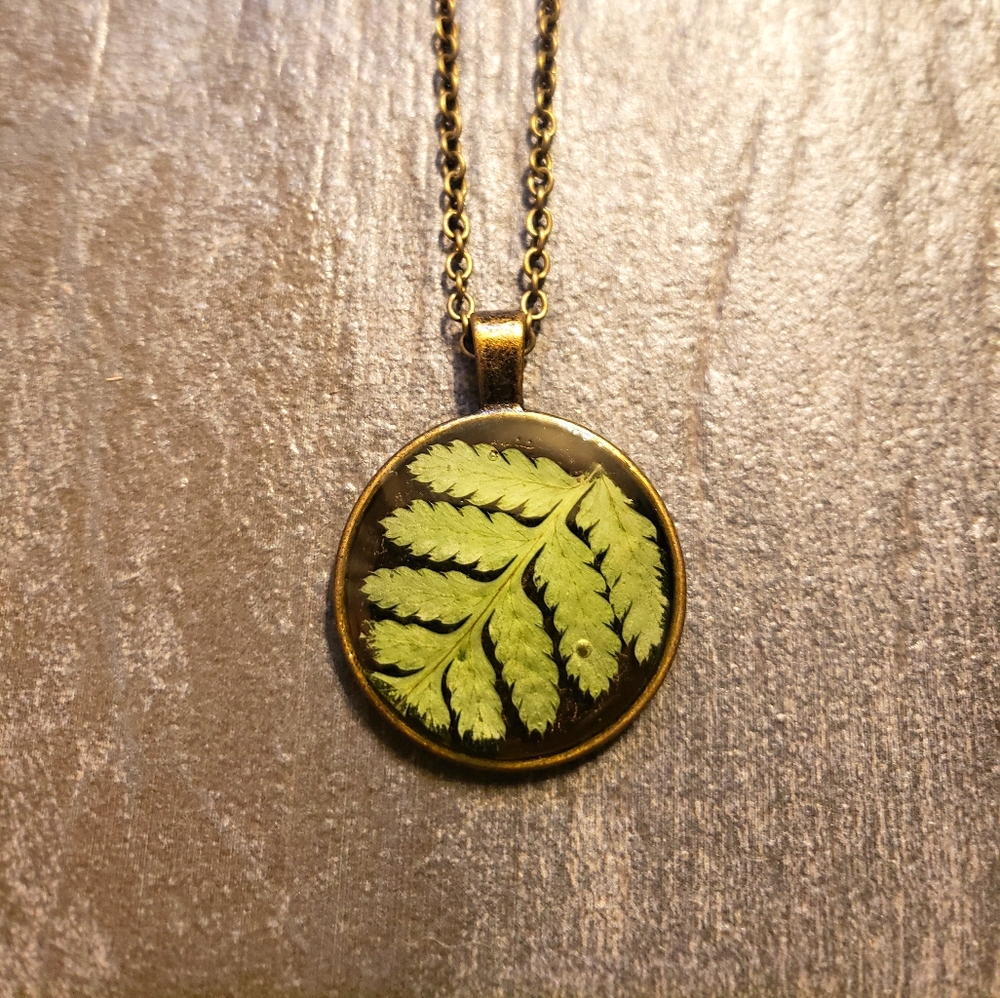 Real fern necklace